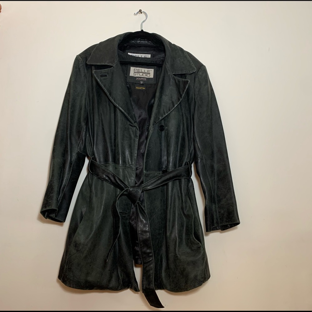 Pelle Studio by Wilson’s Leather distressed black leather coat Thinsulate lining